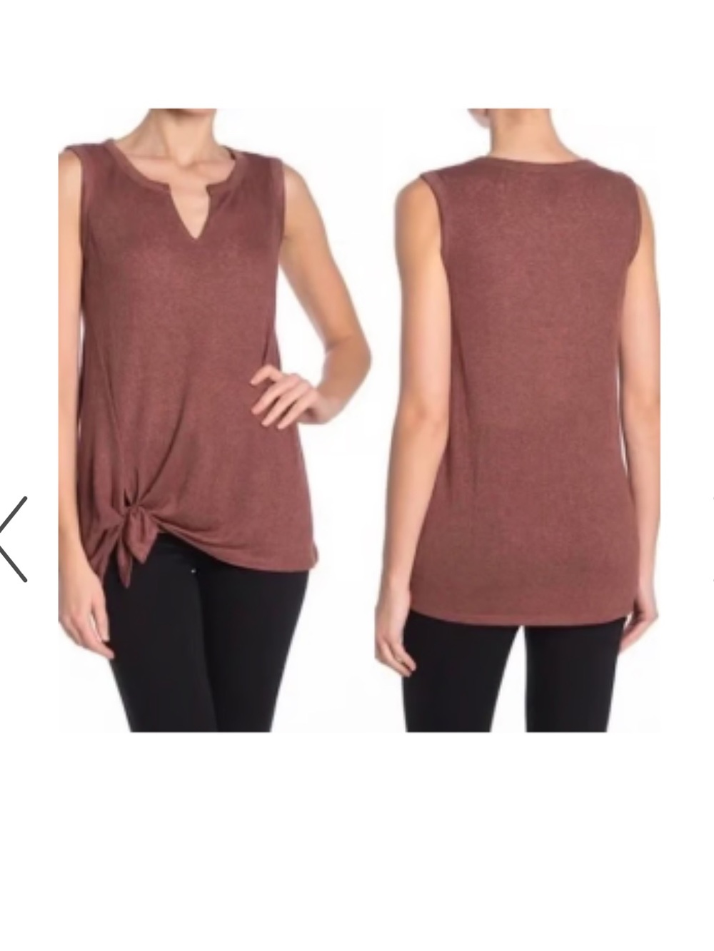 Bobeau Women's Rust/Terracotta Side Tie V-neck Sleeveless Tank Top, size medium - Picture 1 of 5